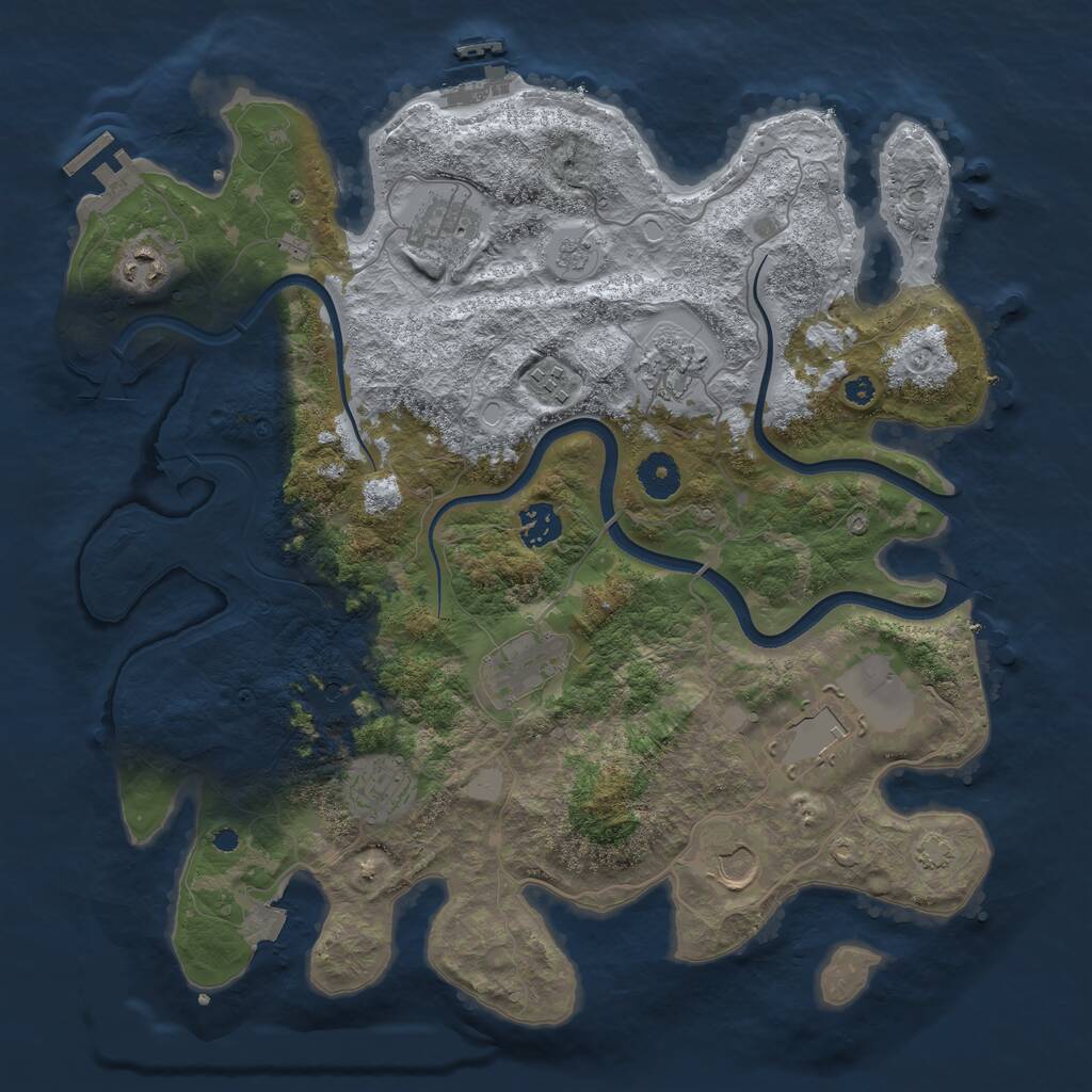Rust Map: Procedural Map, Size: 3750, Seed: 1032833777, 15 Monuments