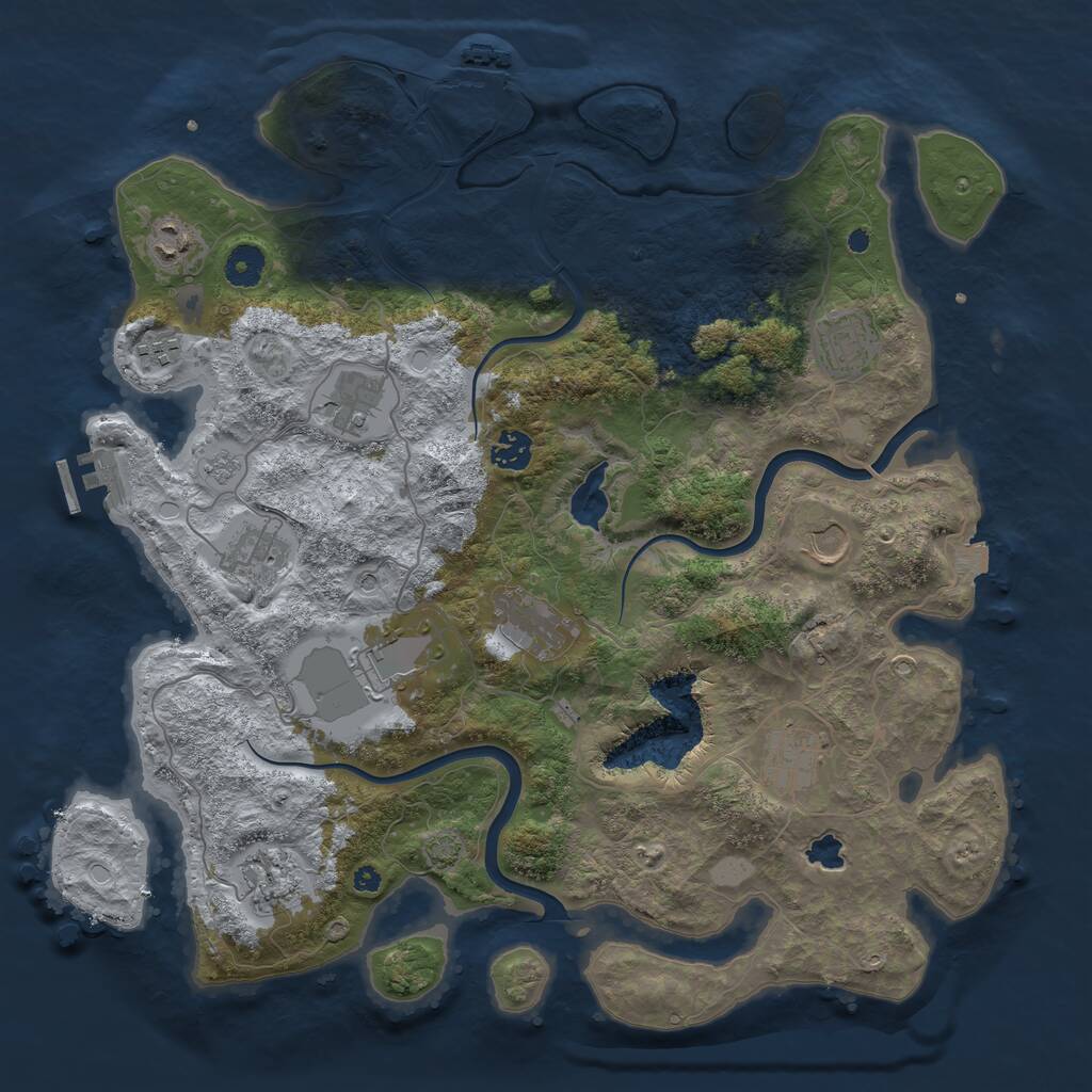 Rust Map: Procedural Map, Size: 4000, Seed: 413149851, 17 Monuments