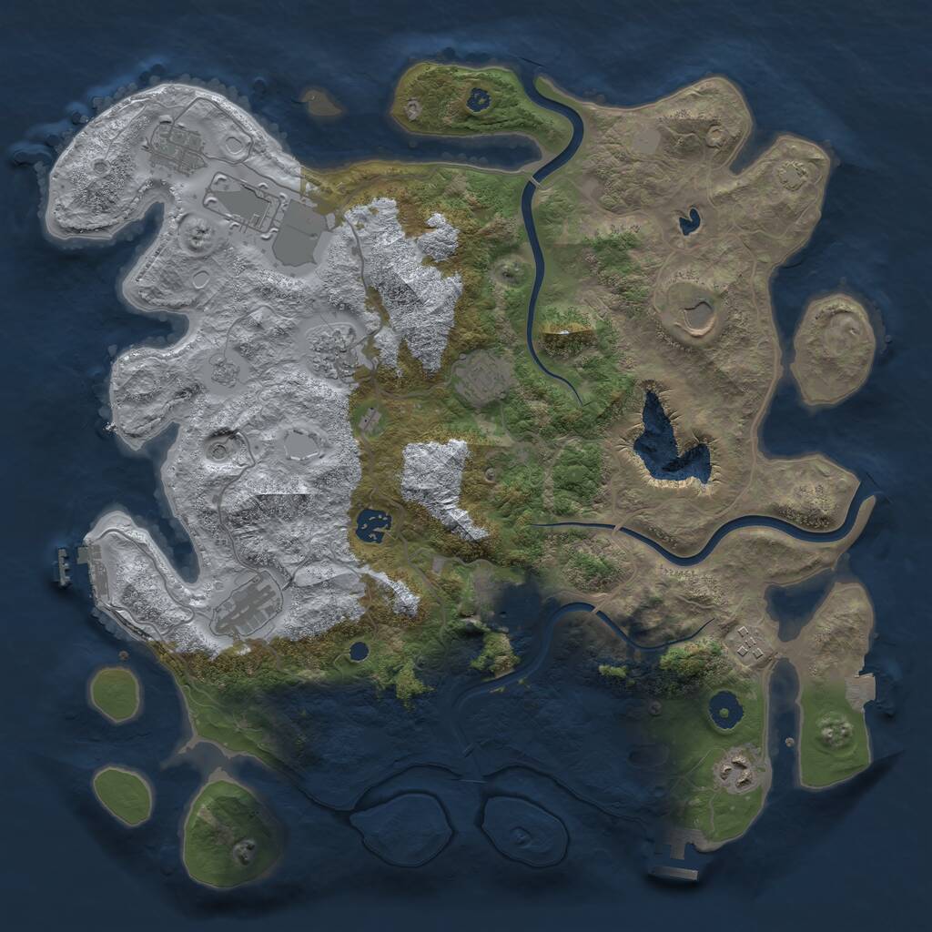 Rust Map: Procedural Map, Size: 4000, Seed: 616282817, 16 Monuments