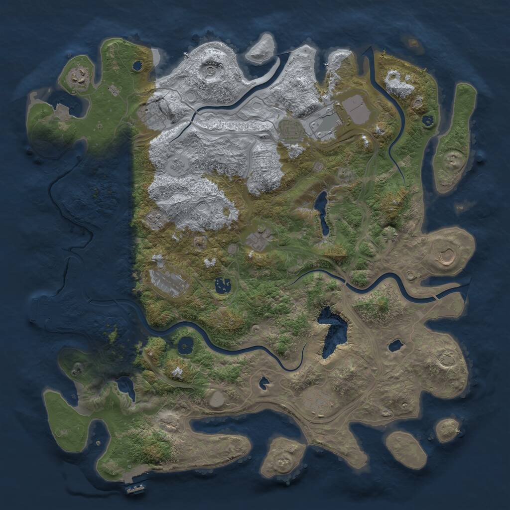 Rust Map: Procedural Map, Size: 4500, Seed: 229810112, 16 Monuments