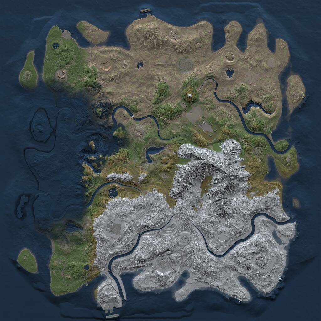 Rust Map: Procedural Map, Size: 5000, Seed: 515218974, 16 Monuments