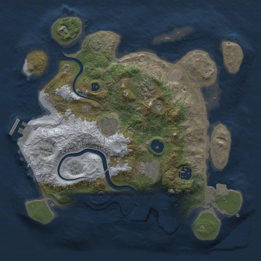 Rust Map: Procedural Map, Size: 3000, Seed: 768724360, 9 Monuments