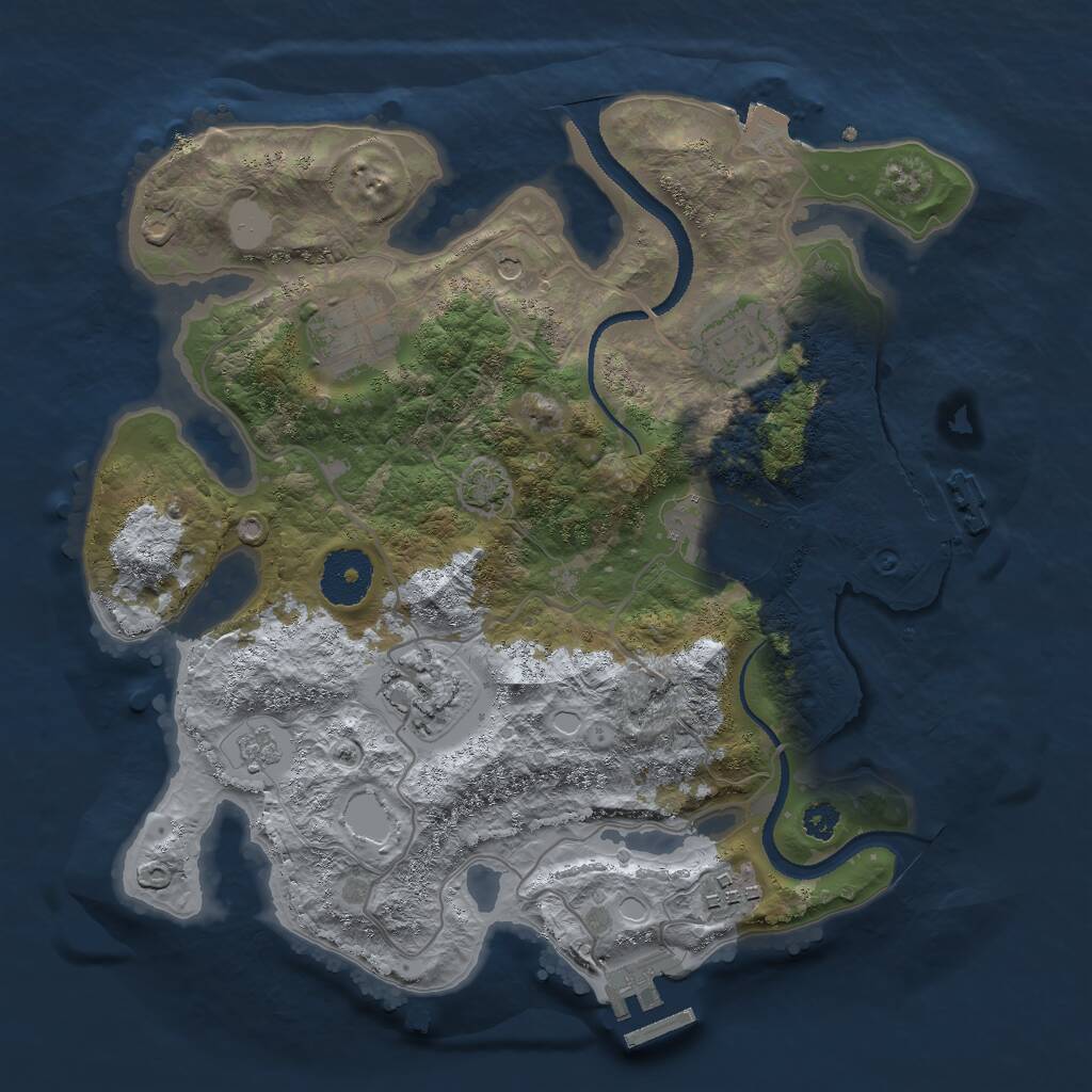 Rust Map: Procedural Map, Size: 3000, Seed: 2080826905, 11 Monuments