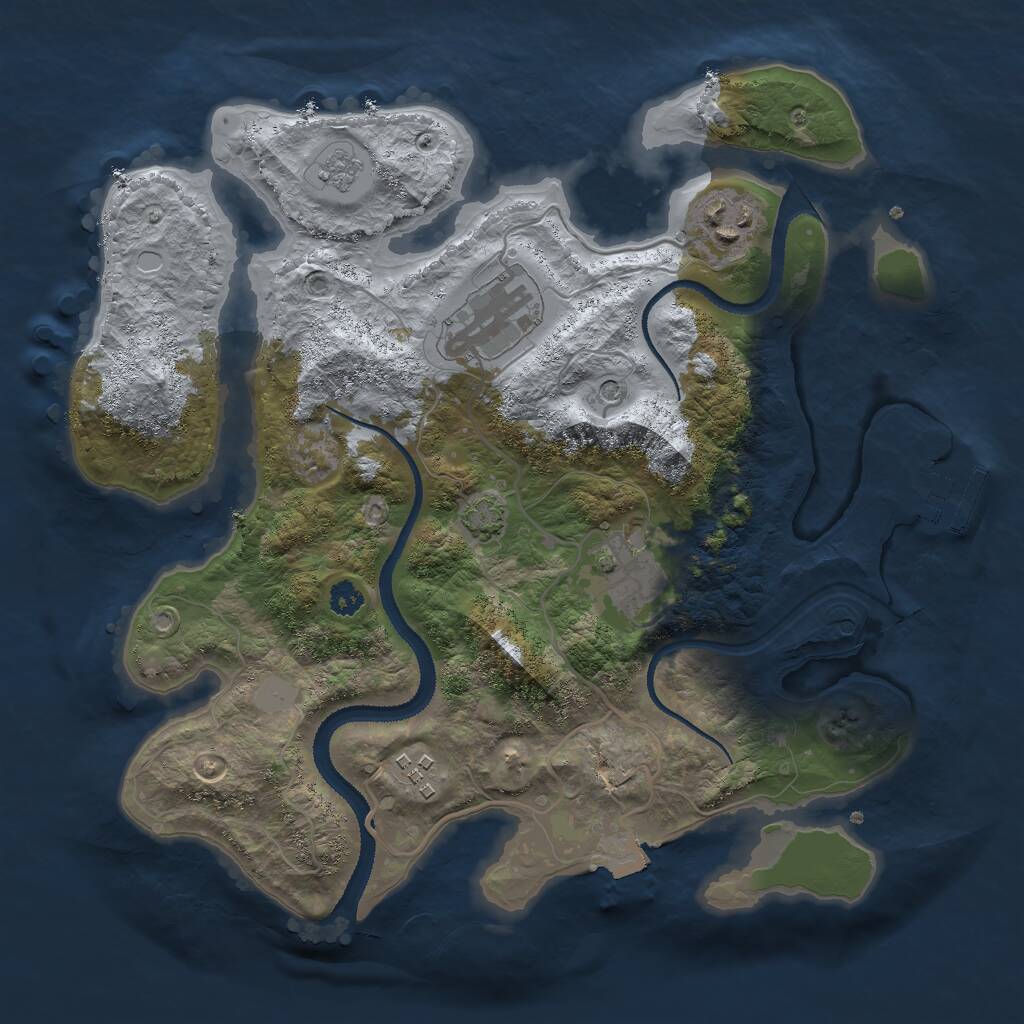 Rust Map: Procedural Map, Size: 3000, Seed: 27276969, 9 Monuments