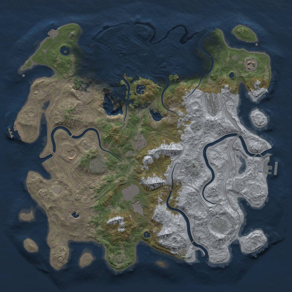 Rust Map: Procedural Map, Size: 4450, Seed: 1076970749, 16 Monuments