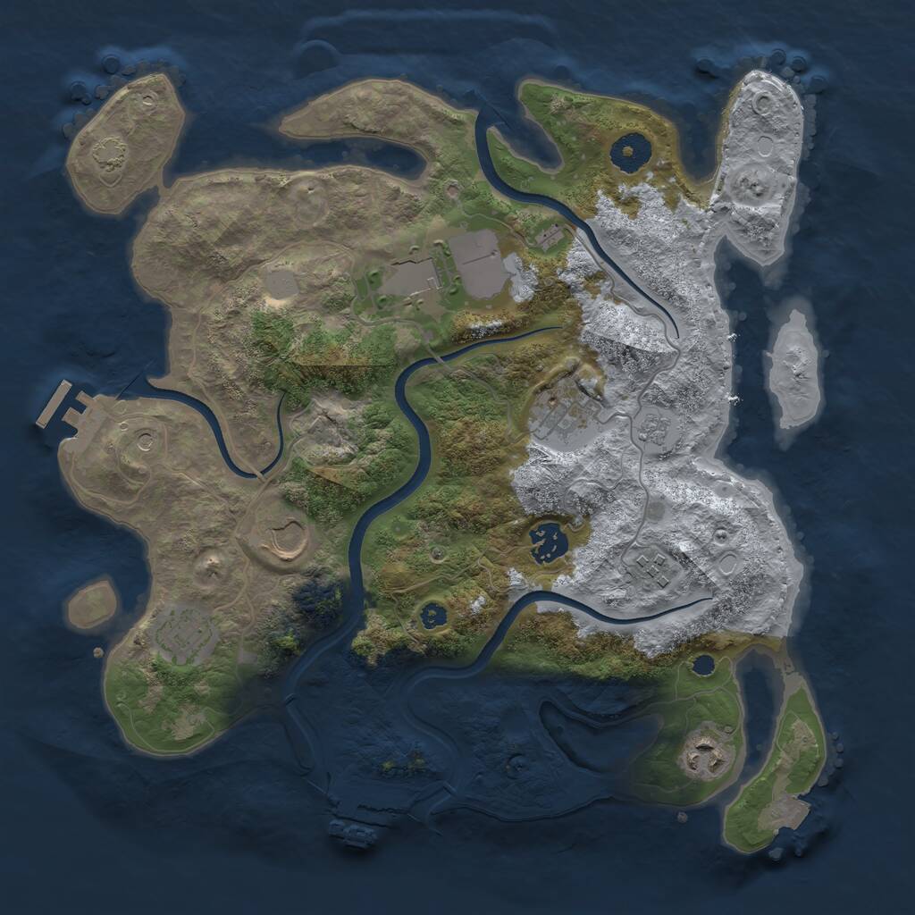 Rust Map: Procedural Map, Size: 3500, Seed: 1299321515, 13 Monuments