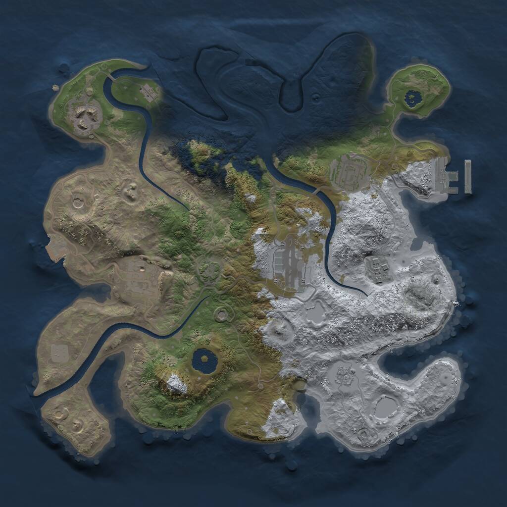 Rust Map: Procedural Map, Size: 3000, Seed: 356172, 10 Monuments
