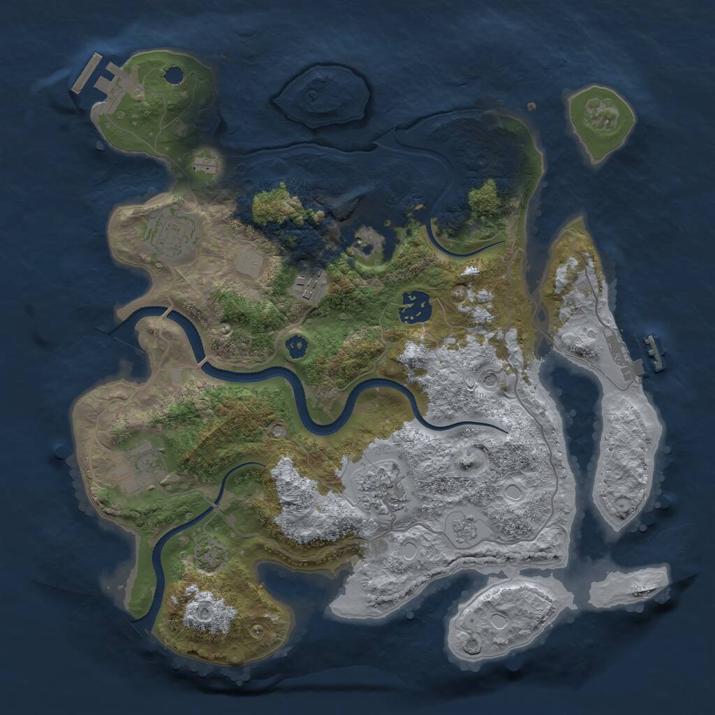 Rust Map: Procedural Map, Size: 3200, Seed: 1752563464, 12 Monuments