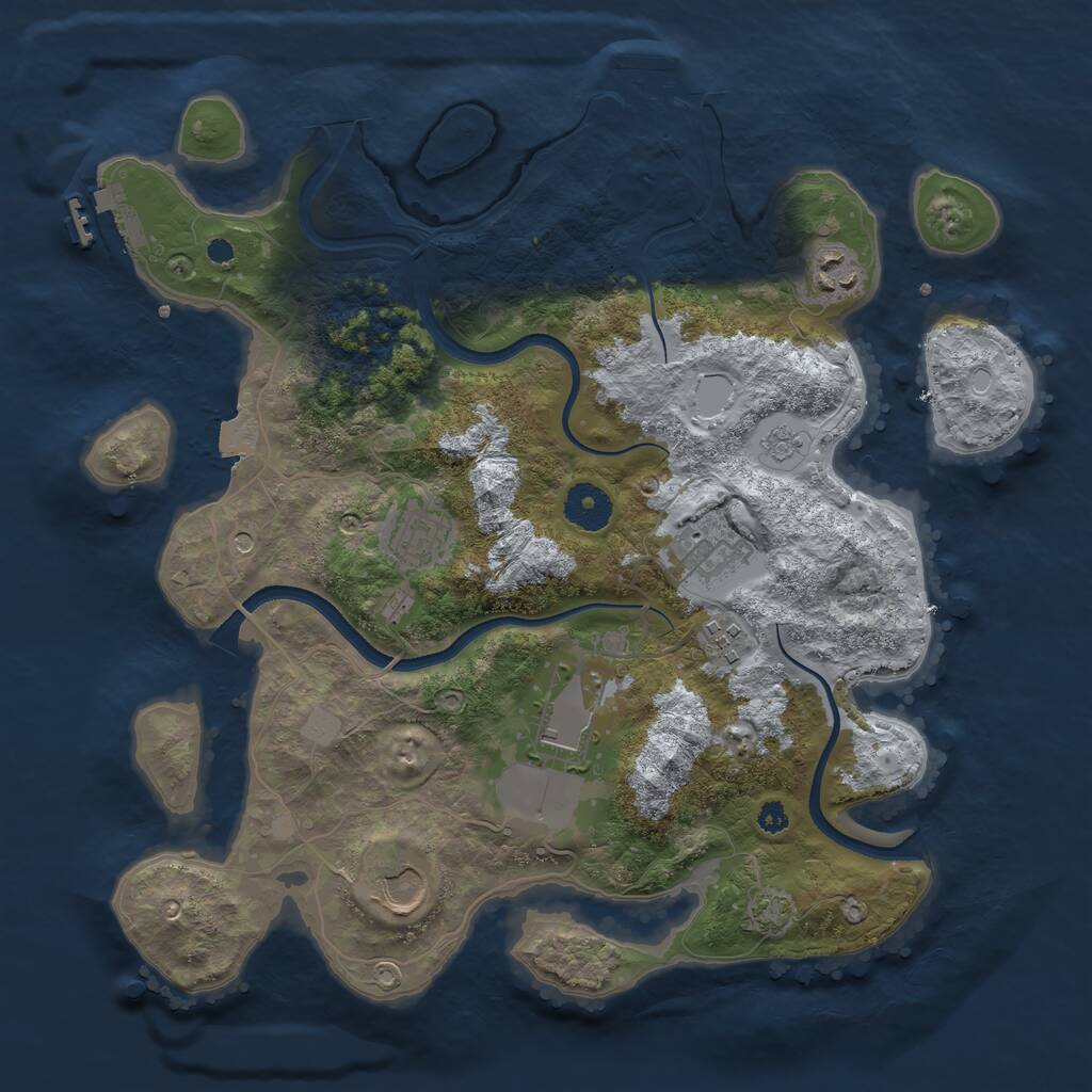 Rust Map: Procedural Map, Size: 3500, Seed: 612545298, 12 Monuments