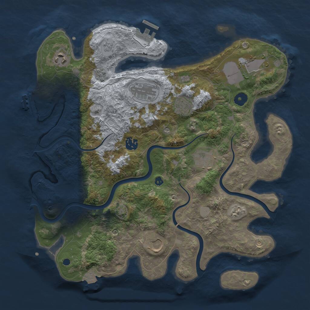 Rust Map: Procedural Map, Size: 3600, Seed: 122223, 14 Monuments