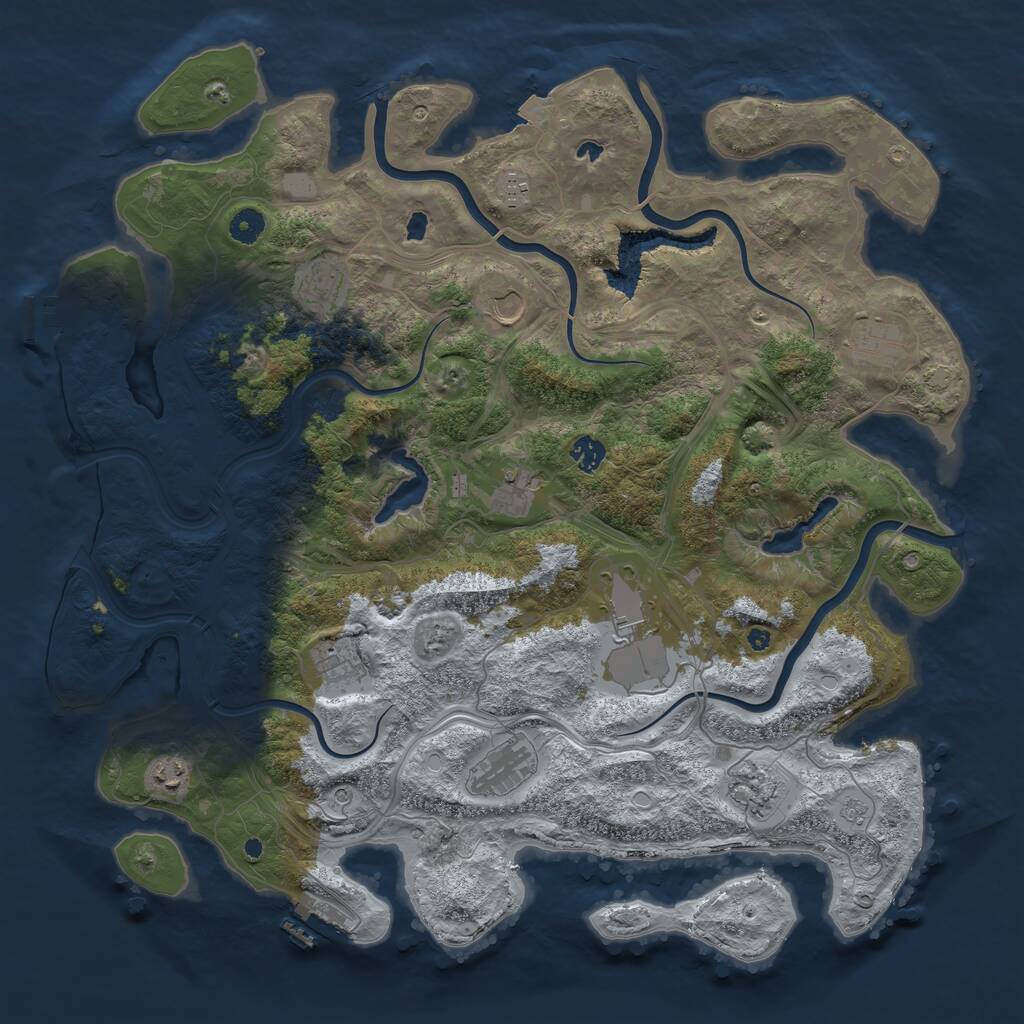 Rust Map: Procedural Map, Size: 4500, Seed: 2043431363, 17 Monuments