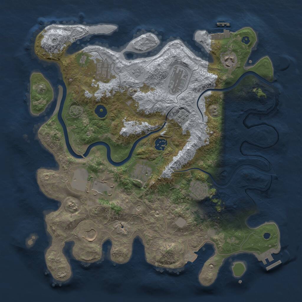 Rust Map: Procedural Map, Size: 3700, Seed: 1979225633, 15 Monuments