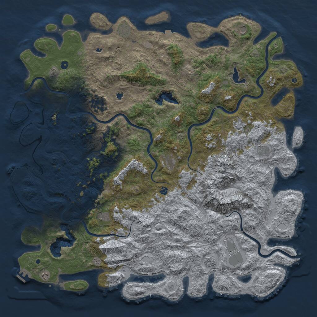 Rust Map: Procedural Map, Size: 6000, Seed: 7358, 17 Monuments