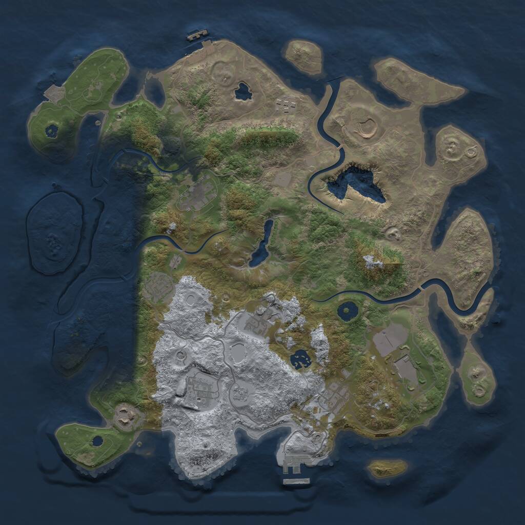 Rust Map: Procedural Map, Size: 4000, Seed: 93456857, 16 Monuments