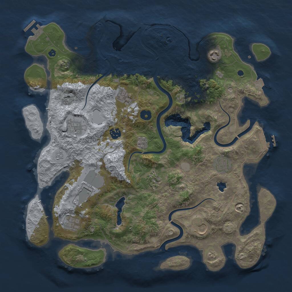 Rust Map: Procedural Map, Size: 4000, Seed: 111222333, 16 Monuments
