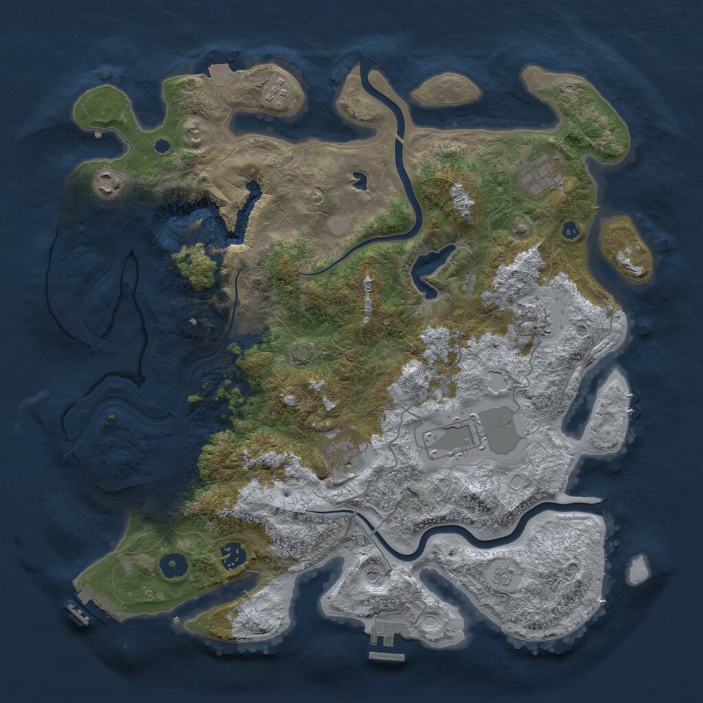 Rust Map: Procedural Map, Size: 4000, Seed: 160426, 13 Monuments