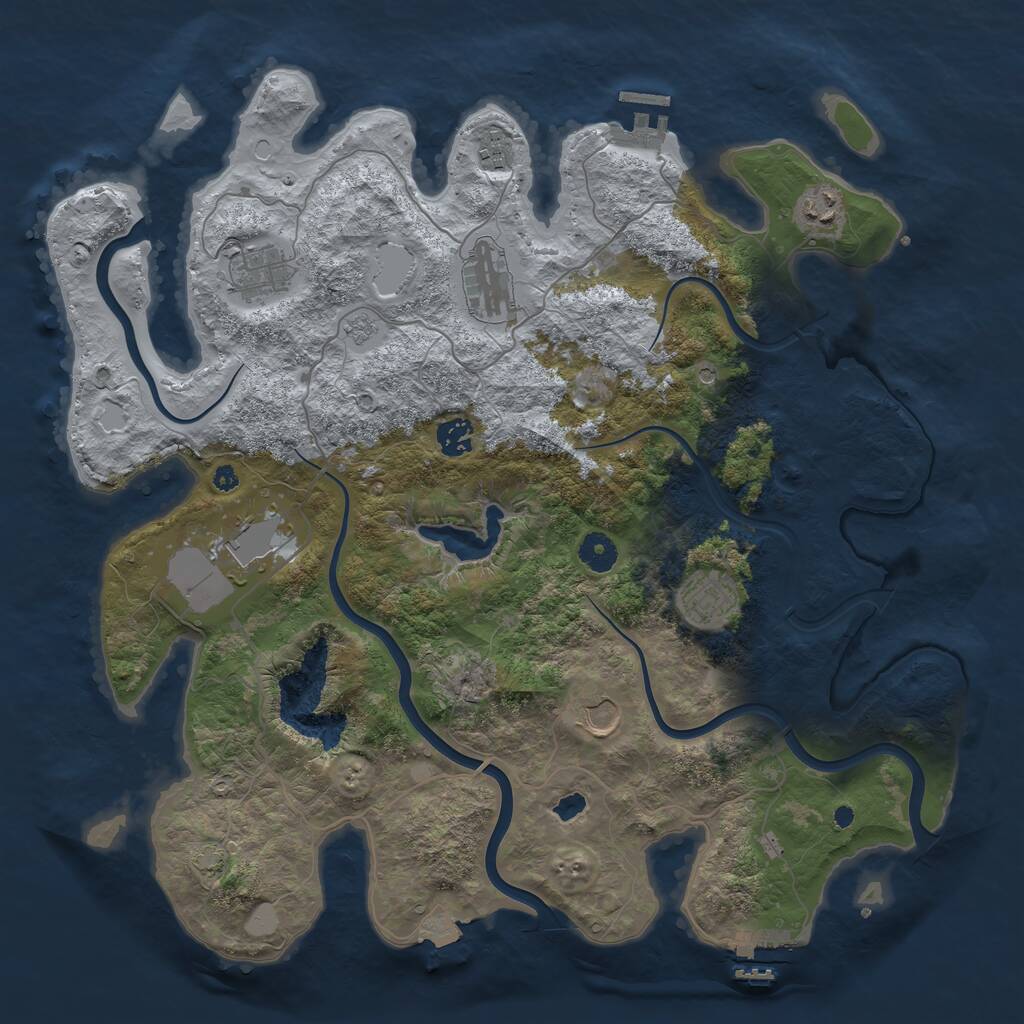 Rust Map: Procedural Map, Size: 4050, Seed: 2070404846, 14 Monuments