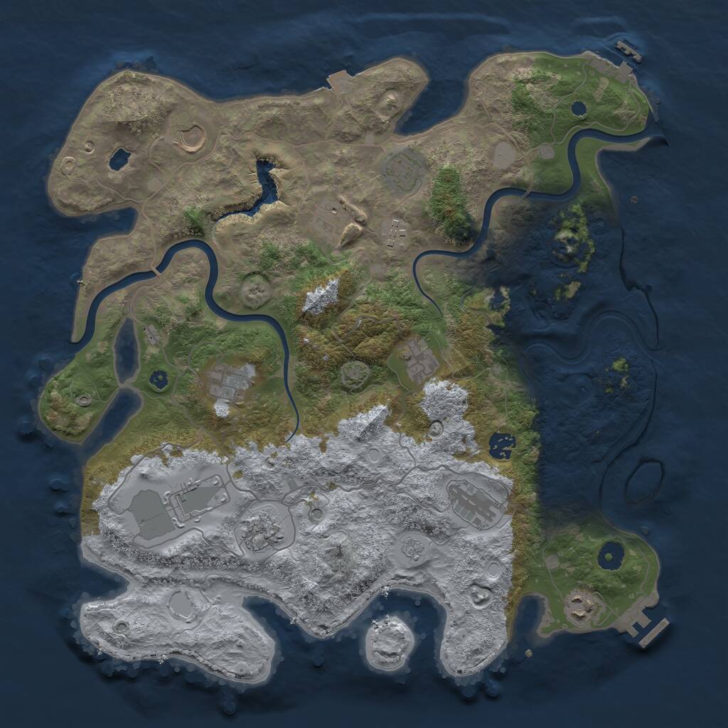 Rust Map: Procedural Map, Size: 4000, Seed: 1194260492, 17 Monuments