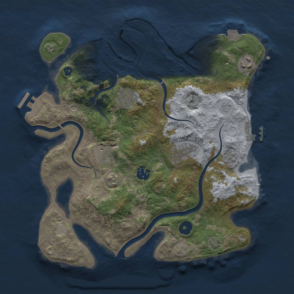 Rust Map: Procedural Map, Size: 3300, Seed: 1843359527, 12 Monuments