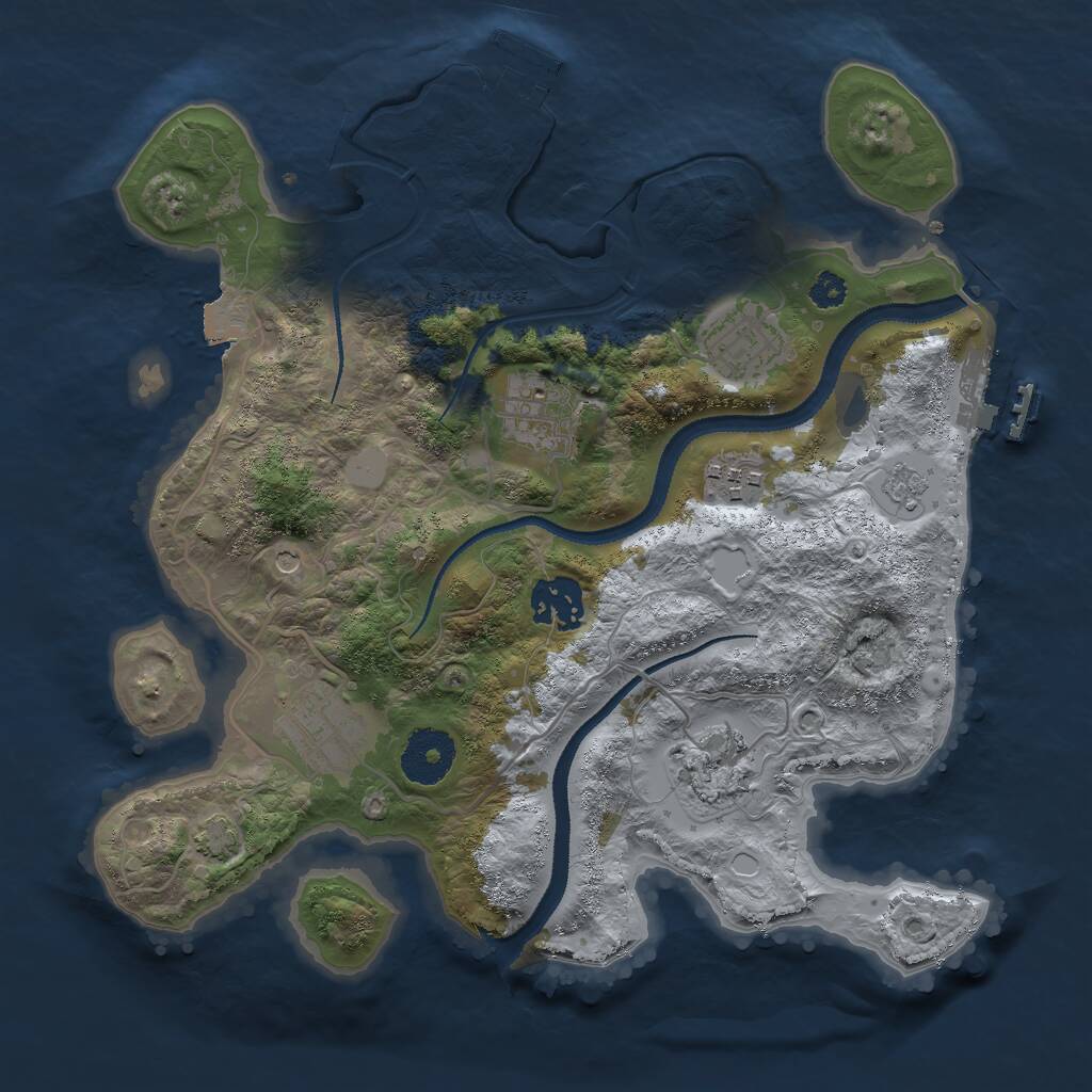 Rust Map: Procedural Map, Size: 3000, Seed: 654858, 12 Monuments