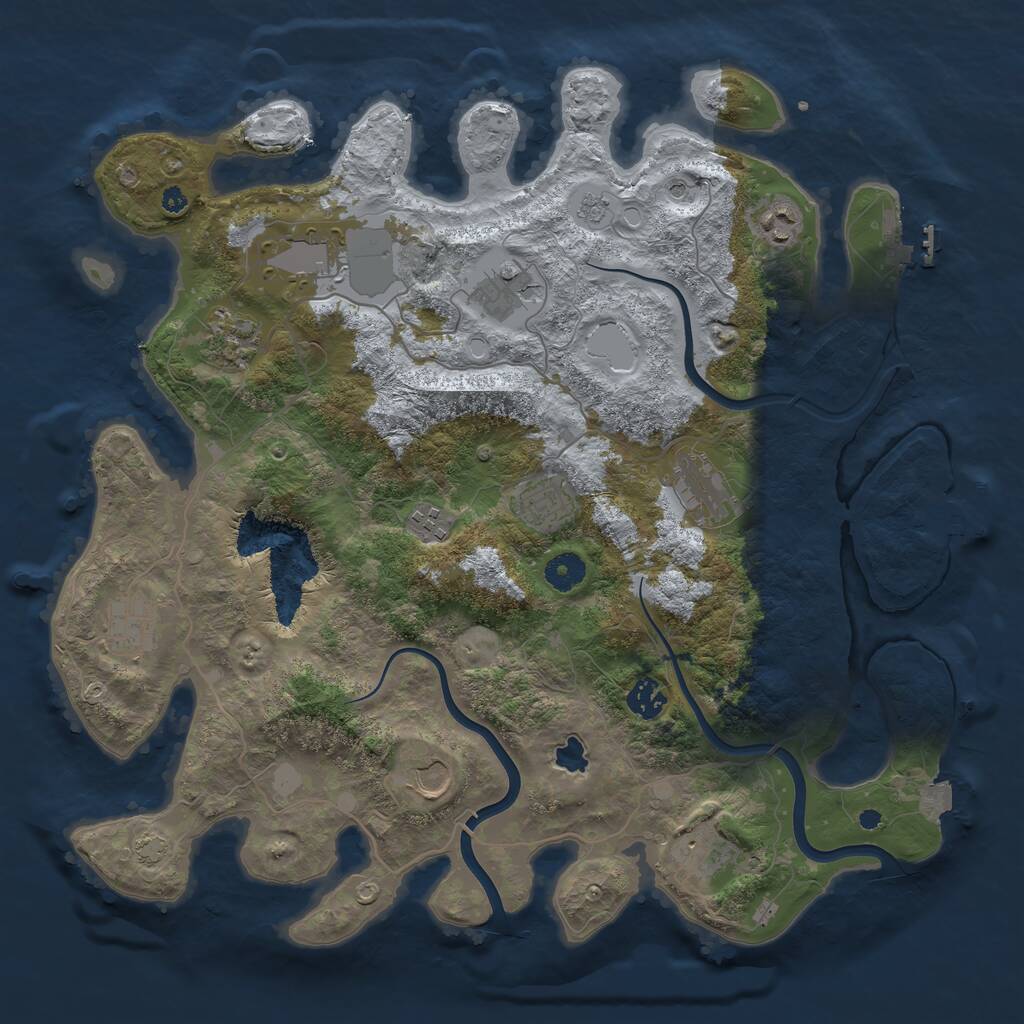 Rust Map: Procedural Map, Size: 4000, Seed: 1307326089, 17 Monuments