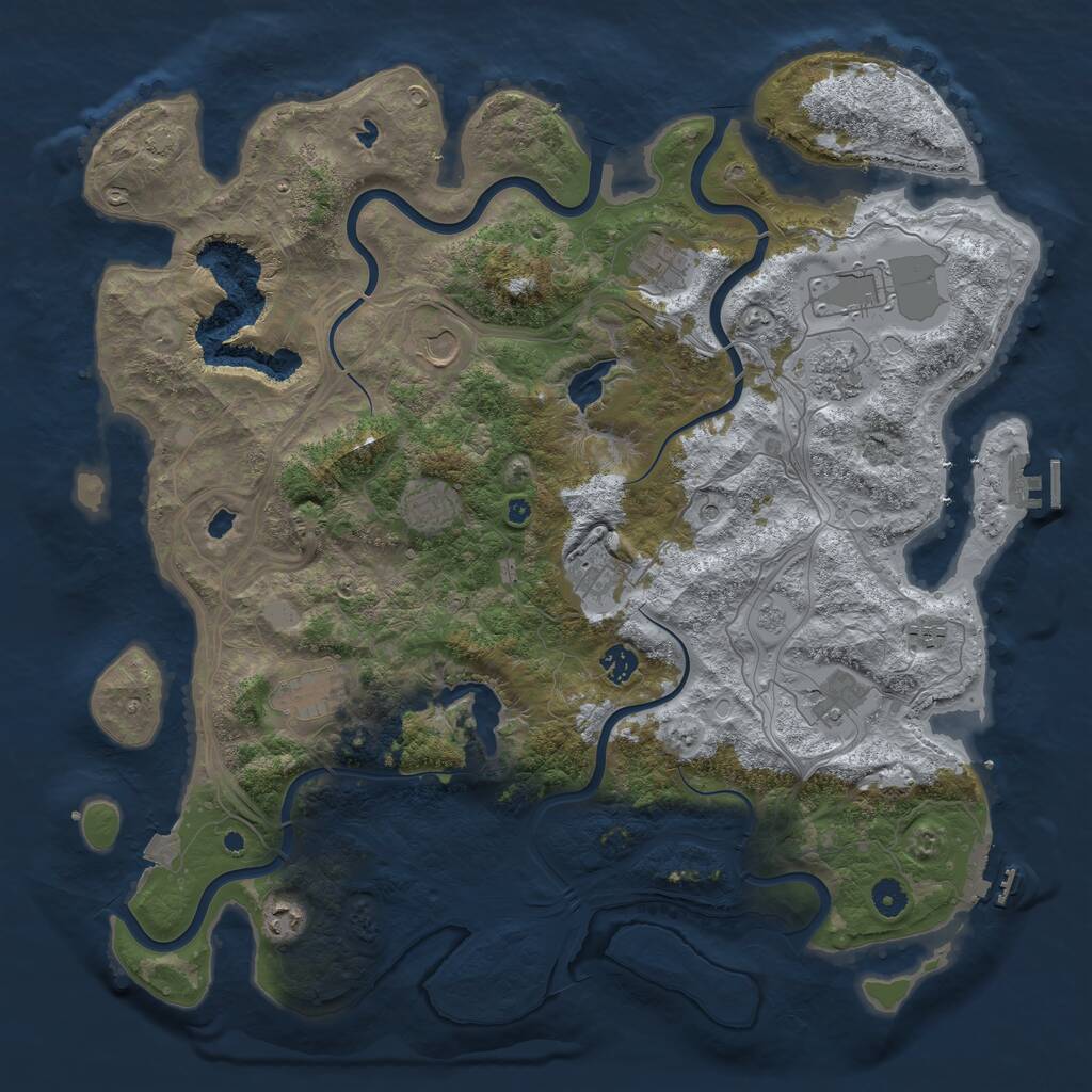 Rust Map: Procedural Map, Size: 4500, Seed: 1087554087, 17 Monuments