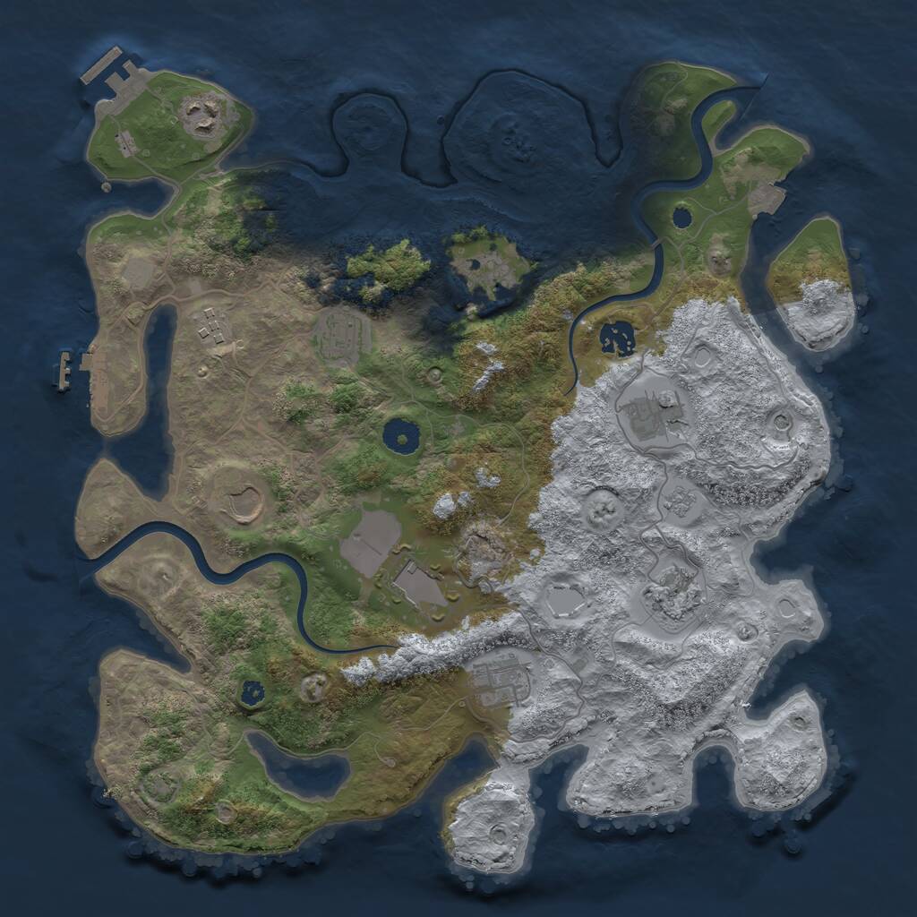 Rust Map: Procedural Map, Size: 3750, Seed: 1883406064, 16 Monuments
