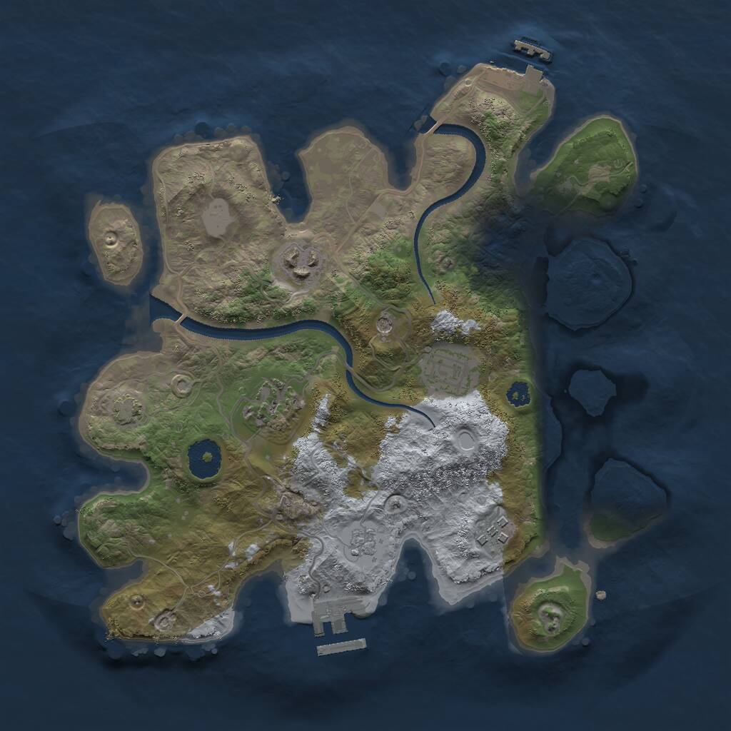 Rust Map: Procedural Map, Size: 3000, Seed: 645590, 10 Monuments