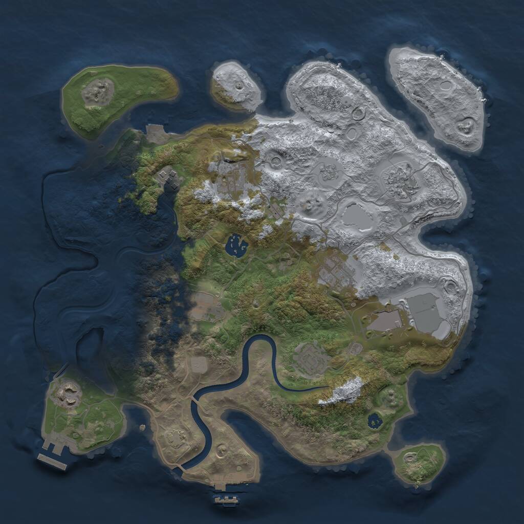 Rust Map: Procedural Map, Size: 3500, Seed: 2061408078, 15 Monuments