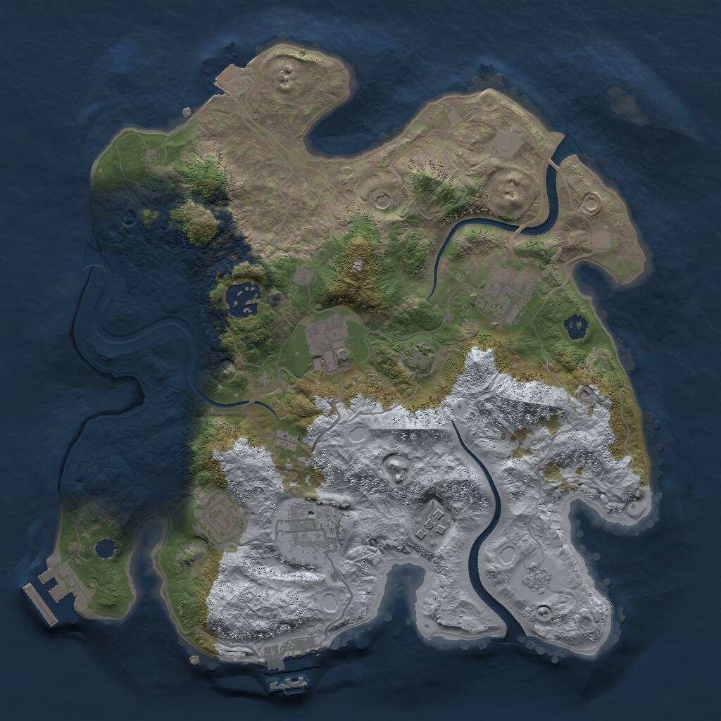 Rust Map: Procedural Map, Size: 3000, Seed: 2127260795, 12 Monuments