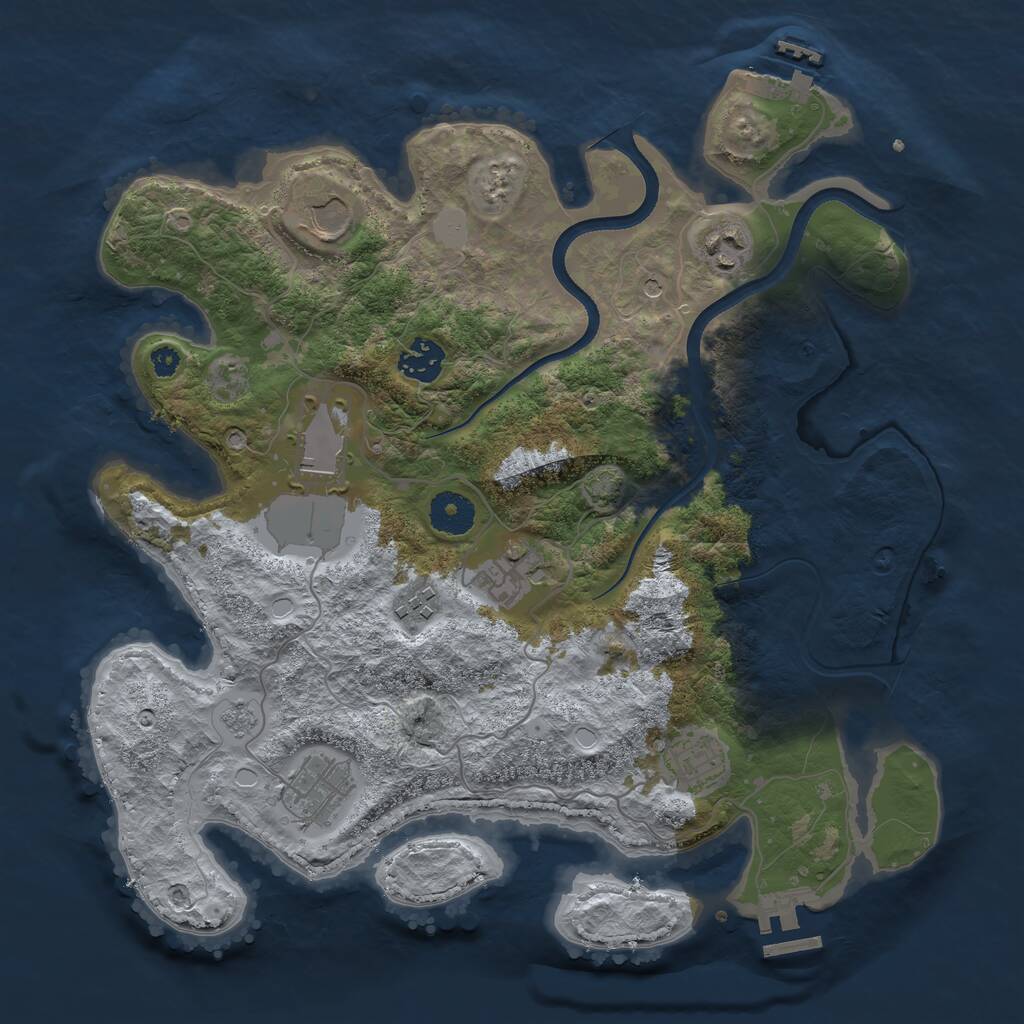 Rust Map: Procedural Map, Size: 3500, Seed: 495748914, 14 Monuments