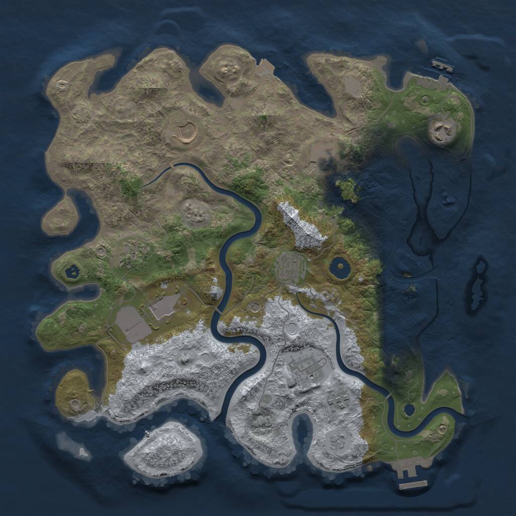 Rust Map: Procedural Map, Size: 3700, Seed: 1300962442, 14 Monuments