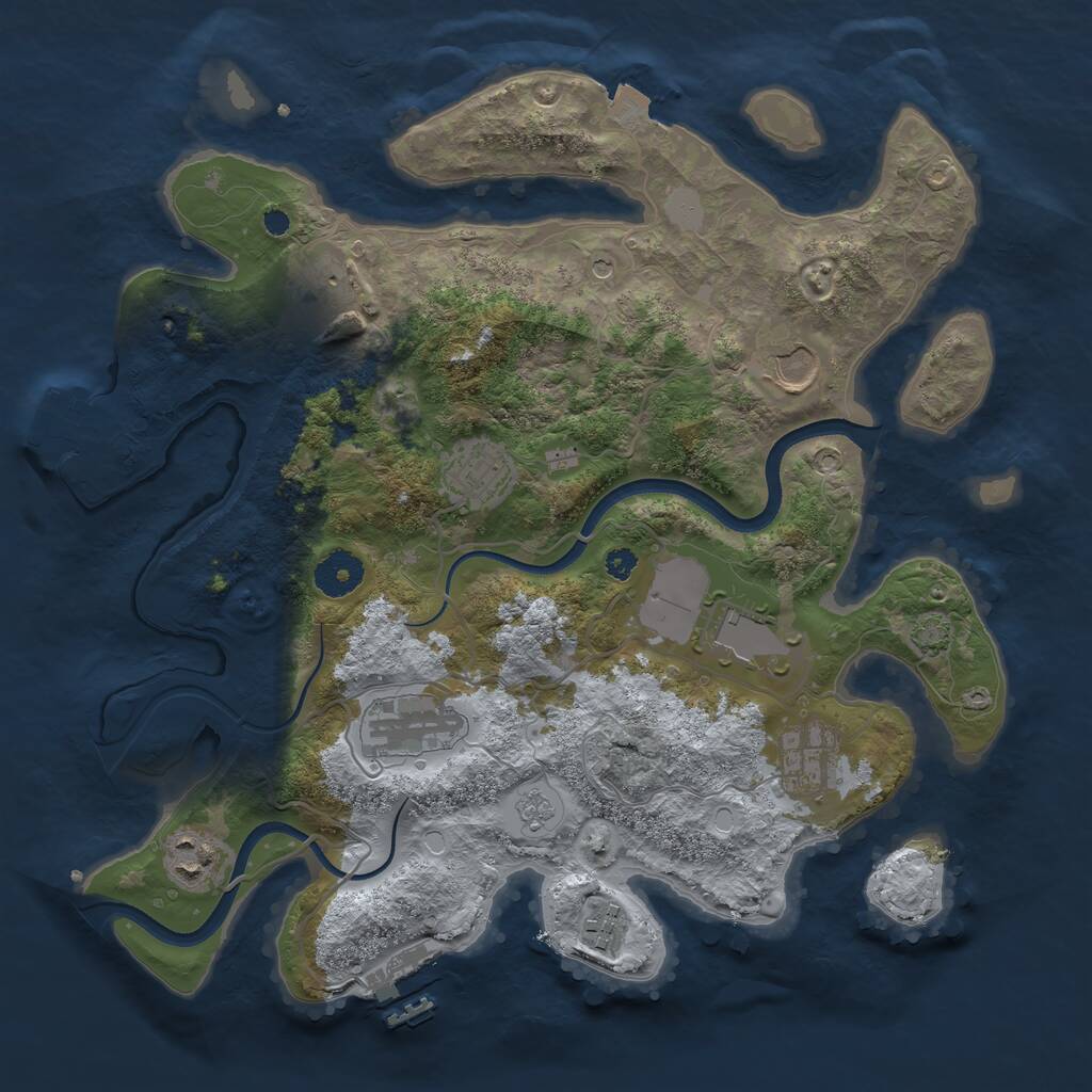 Rust Map: Procedural Map, Size: 3500, Seed: 932159618, 14 Monuments