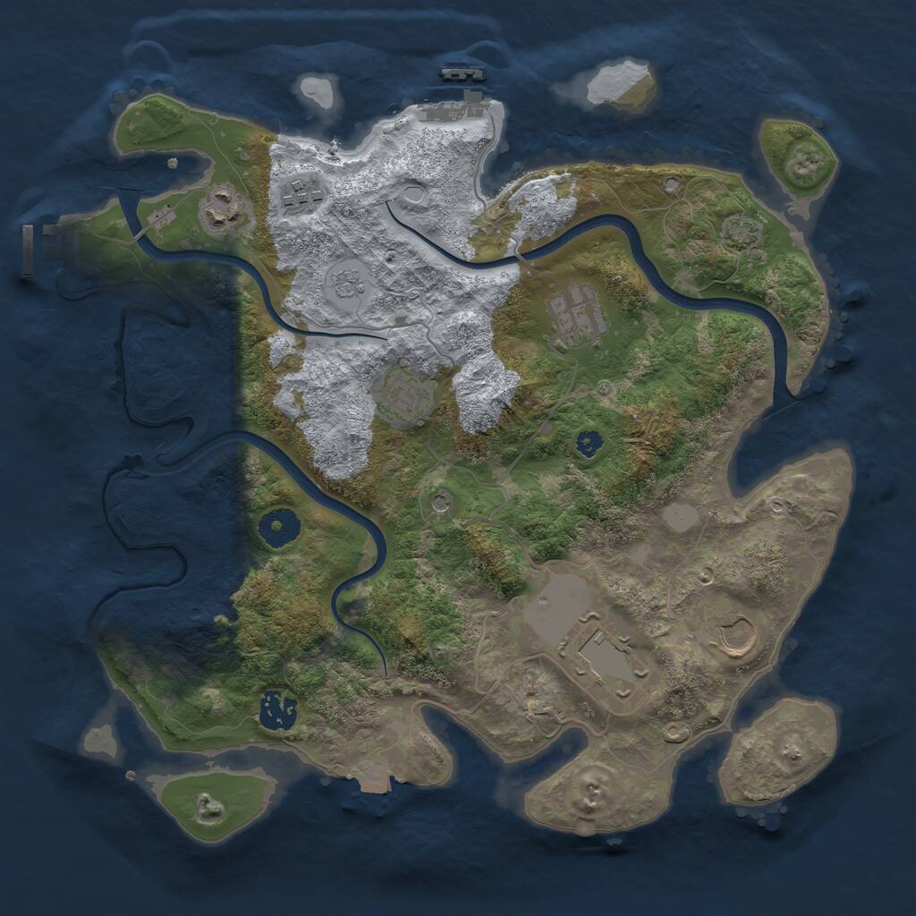 Rust Map: Procedural Map, Size: 3500, Seed: 665651, 13 Monuments