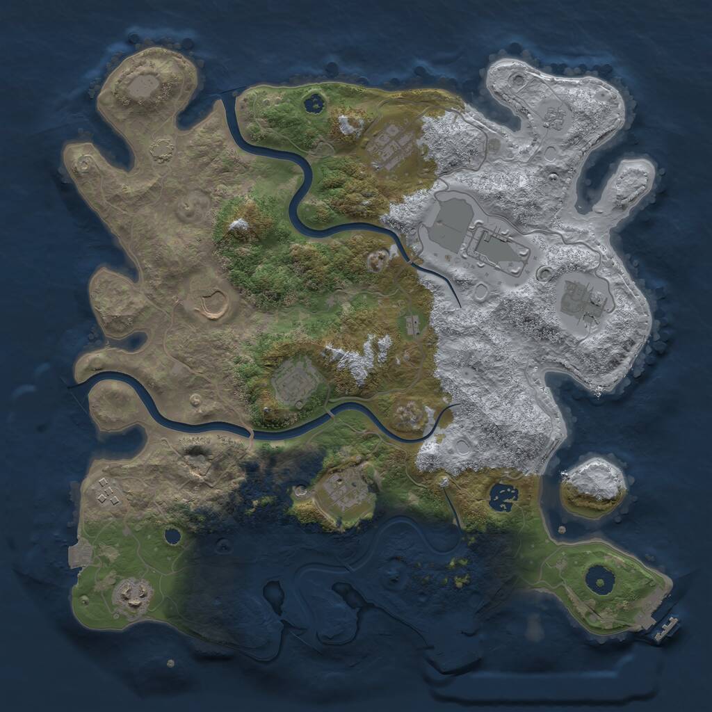 Rust Map: Procedural Map, Size: 3700, Seed: 1998298772, 15 Monuments