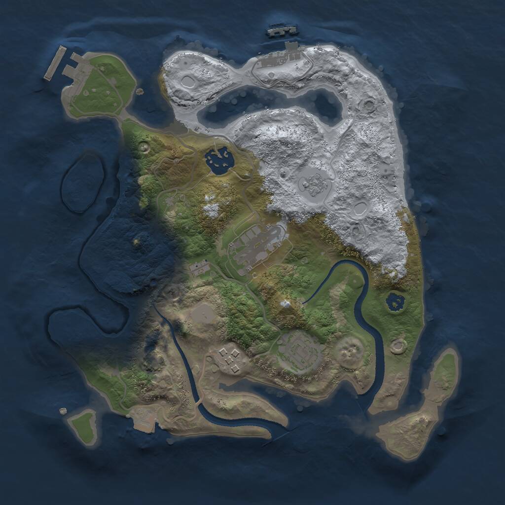 Rust Map: Procedural Map, Size: 2750, Seed: 384487671, 9 Monuments