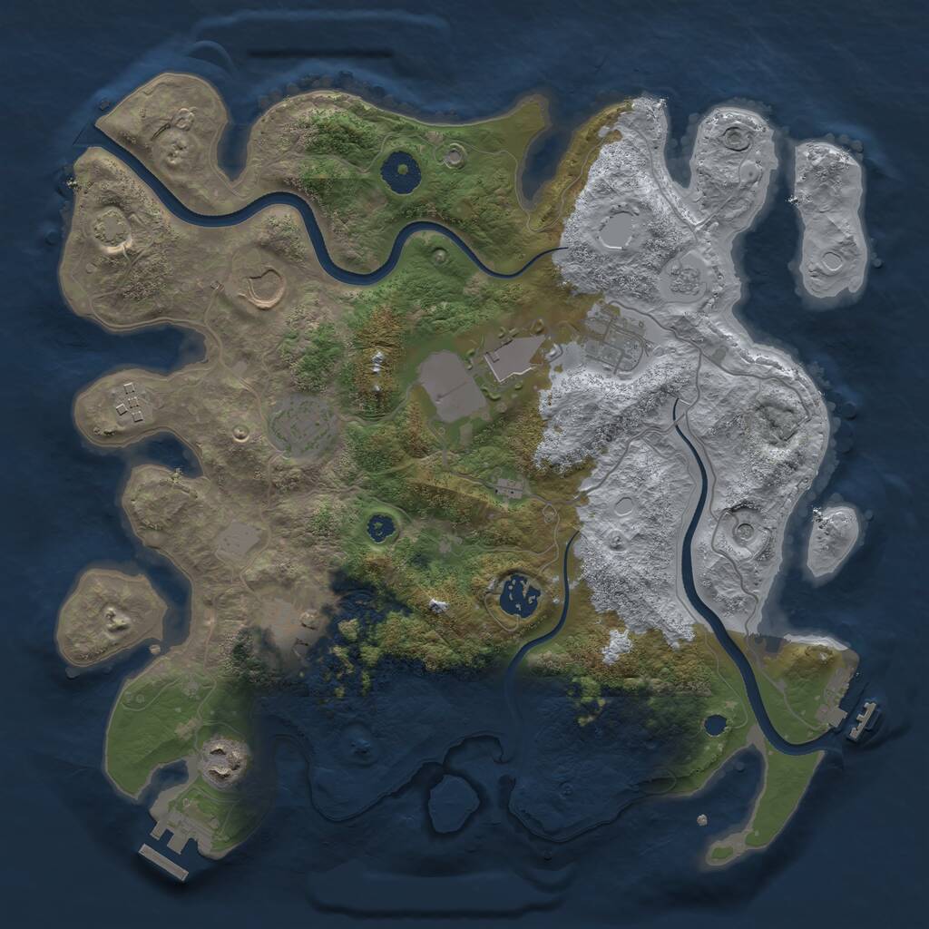 Rust Map: Procedural Map, Size: 3500, Seed: 929863067, 14 Monuments