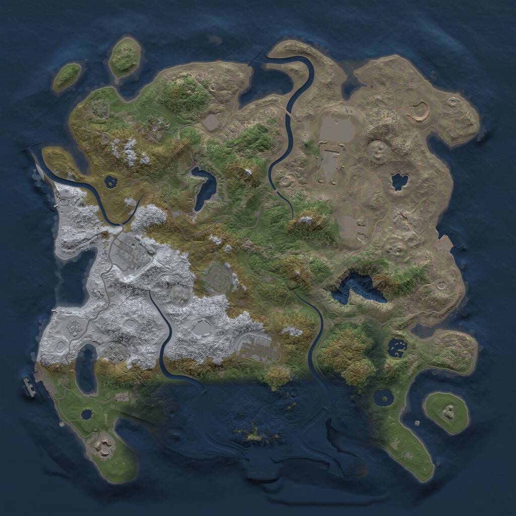 Rust Map: Procedural Map, Size: 4000, Seed: 292119129, 16 Monuments