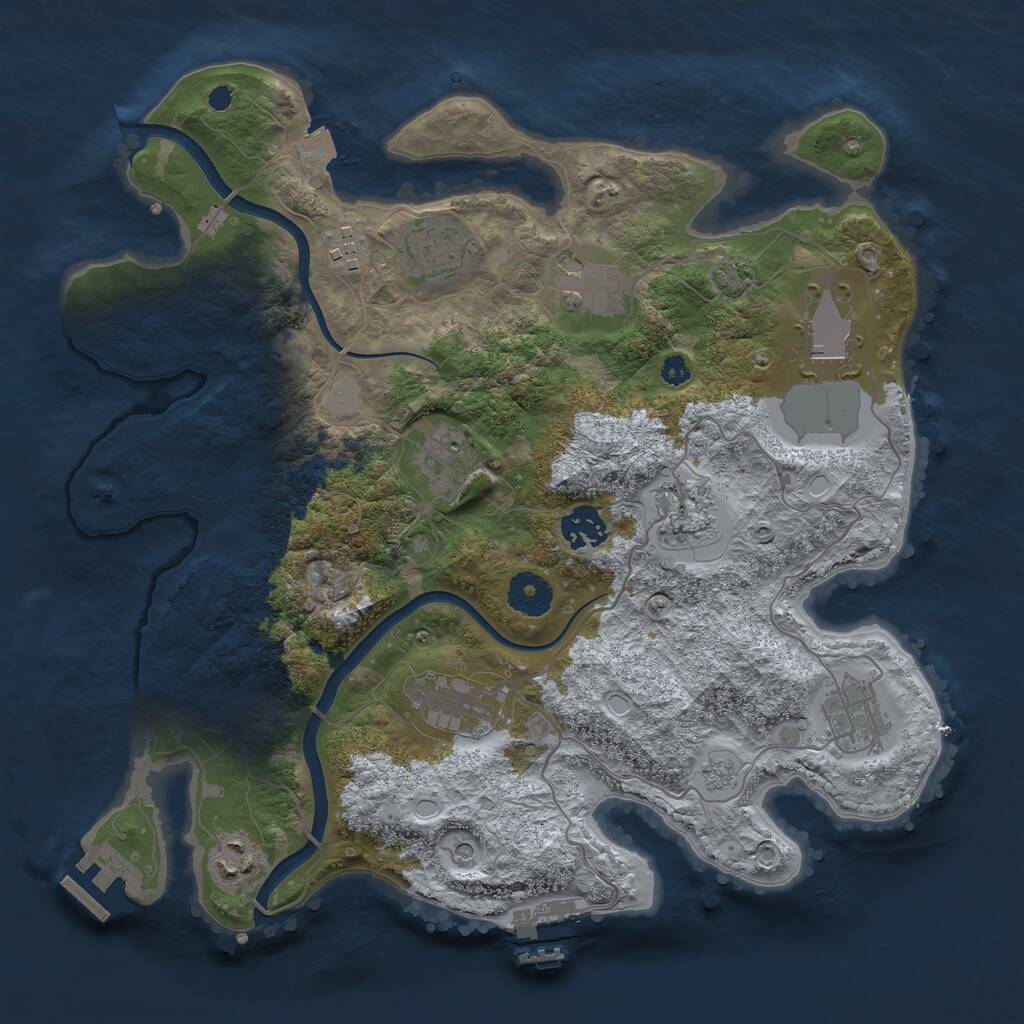 Rust Map: Procedural Map, Size: 3500, Seed: 1439794095, 16 Monuments