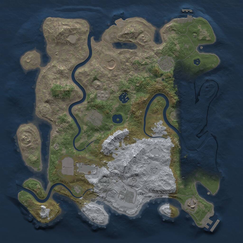 Rust Map: Procedural Map, Size: 3600, Seed: 1928846271, 14 Monuments