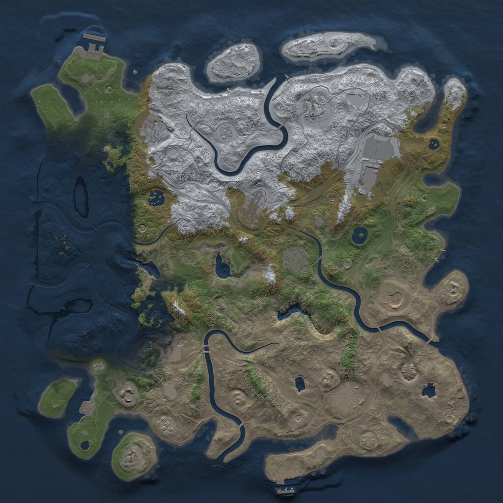 Rust Map: Procedural Map, Size: 4500, Seed: 1916589210, 17 Monuments