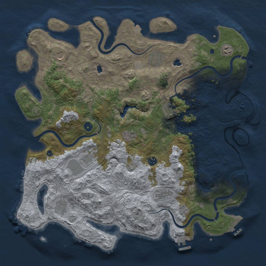 Rust Map: Procedural Map, Size: 4500, Seed: 546140056, 17 Monuments