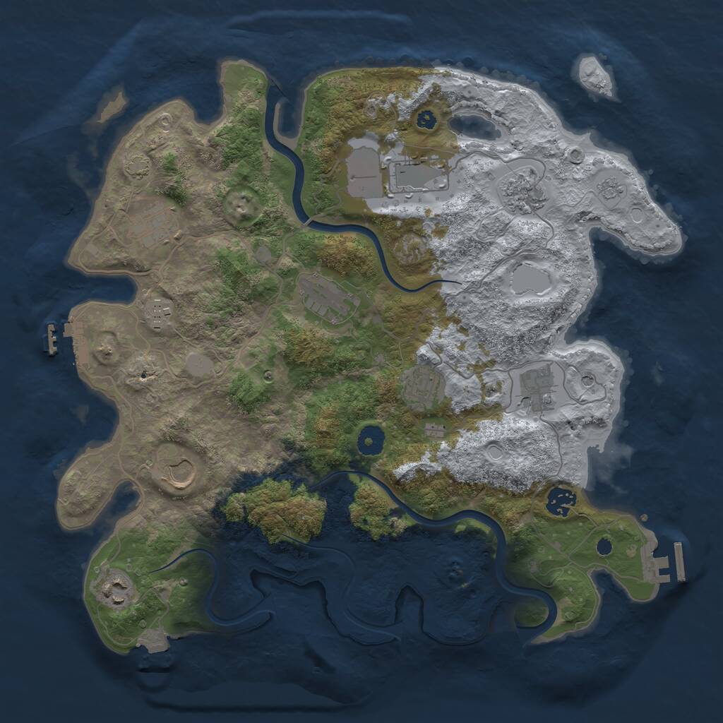 Rust Map: Procedural Map, Size: 3750, Seed: 2089886536, 16 Monuments