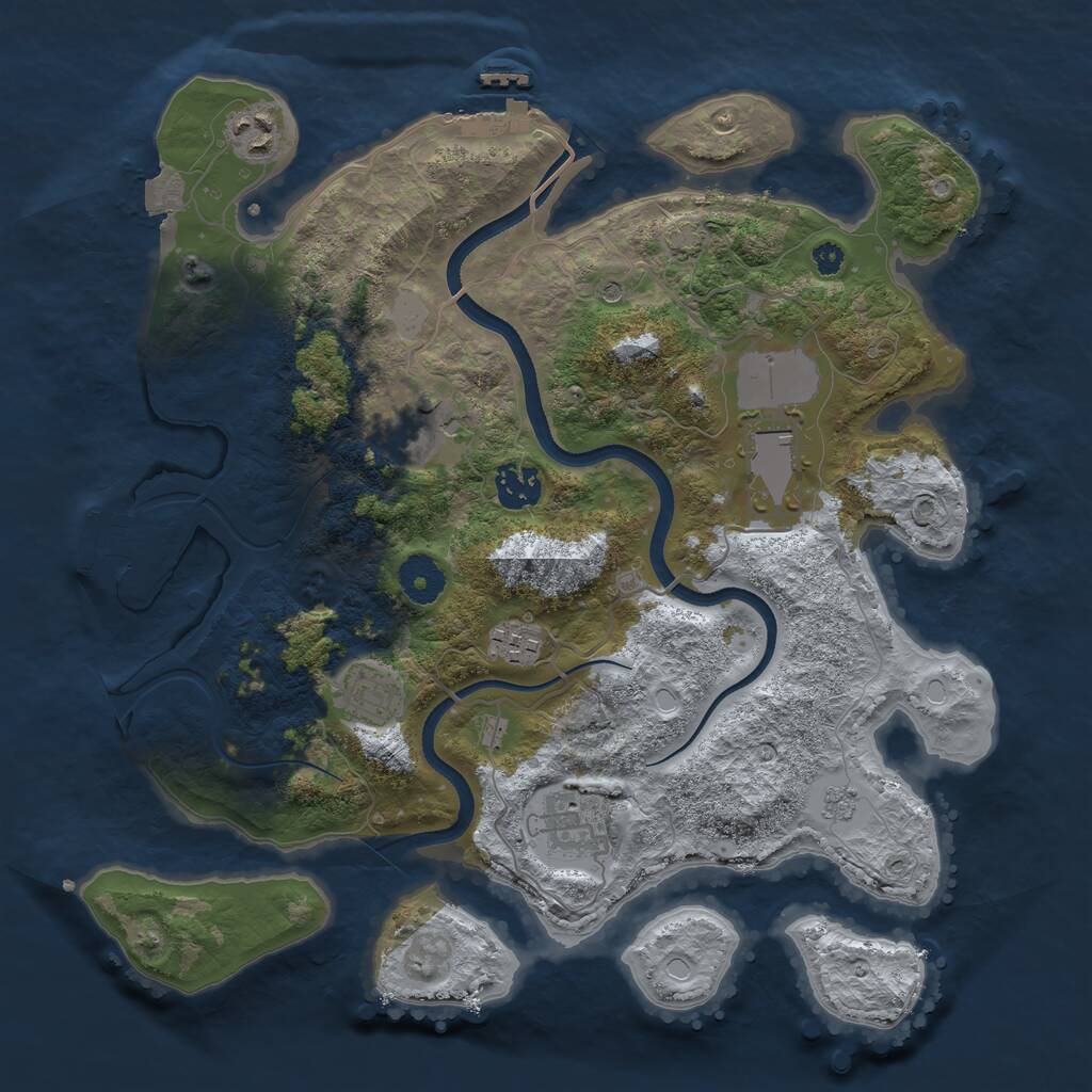 Rust Map: Procedural Map, Size: 3500, Seed: 953535115, 13 Monuments