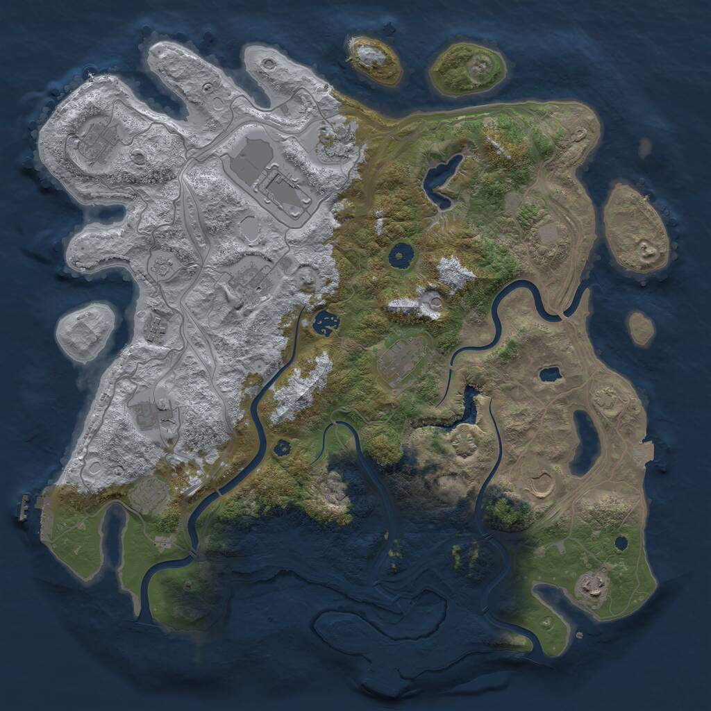 Rust Map: Procedural Map, Size: 4250, Seed: 605992199, 17 Monuments