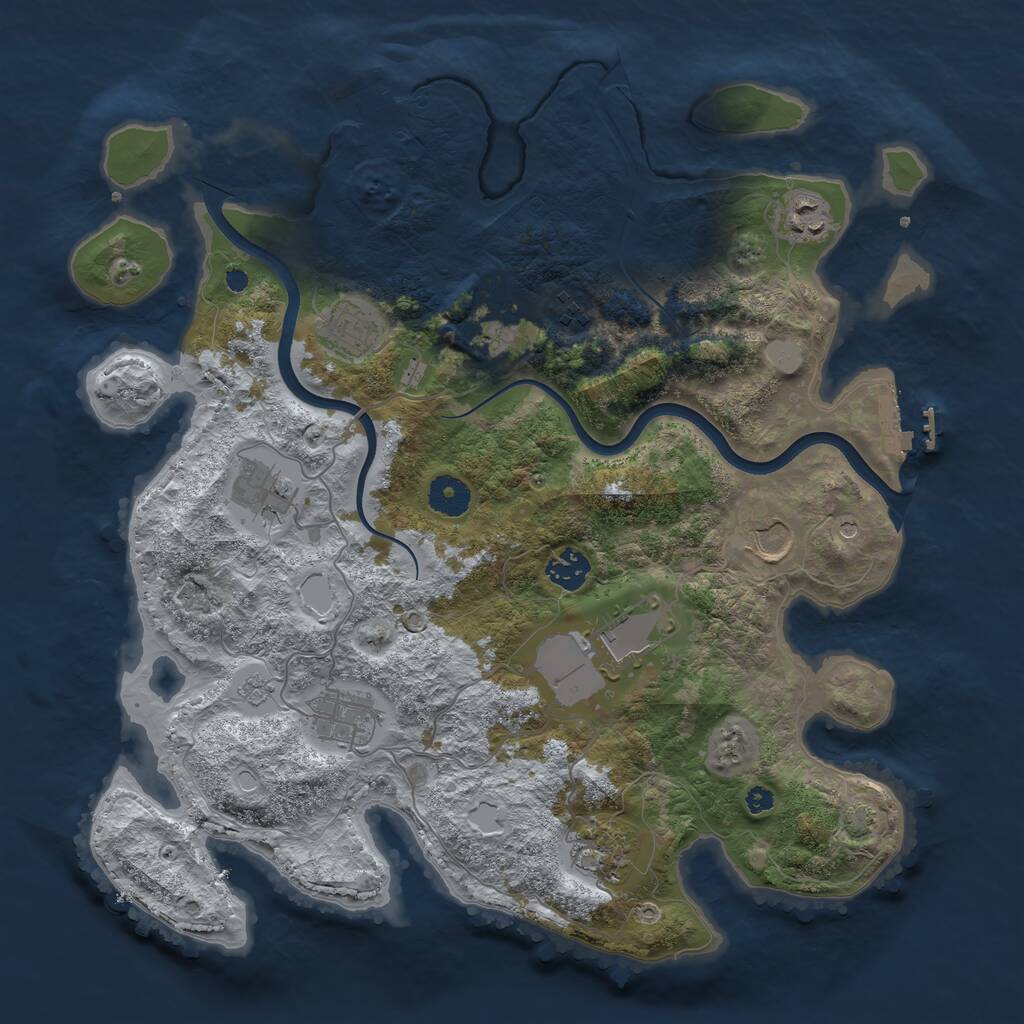 Rust Map: Procedural Map, Size: 3750, Seed: 70, 16 Monuments