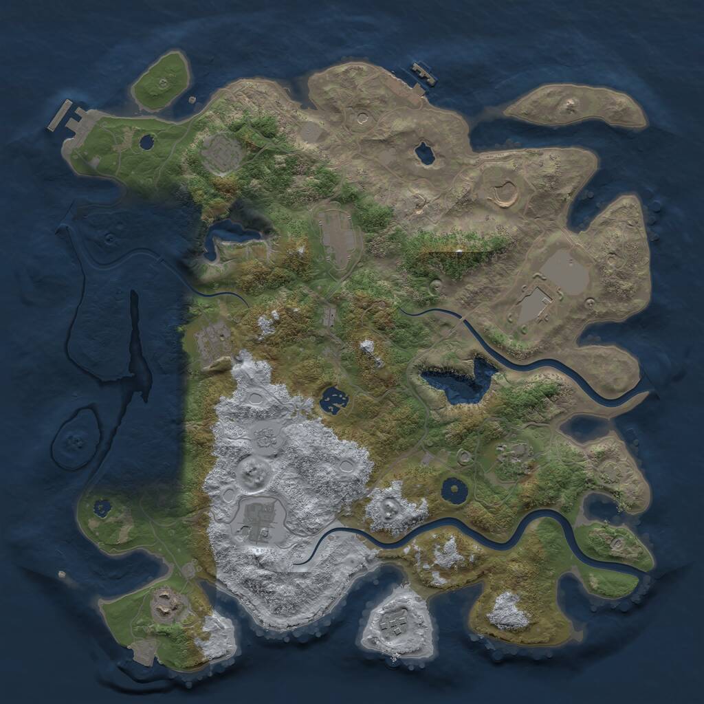 Rust Map: Procedural Map, Size: 4000, Seed: 795329375, 16 Monuments