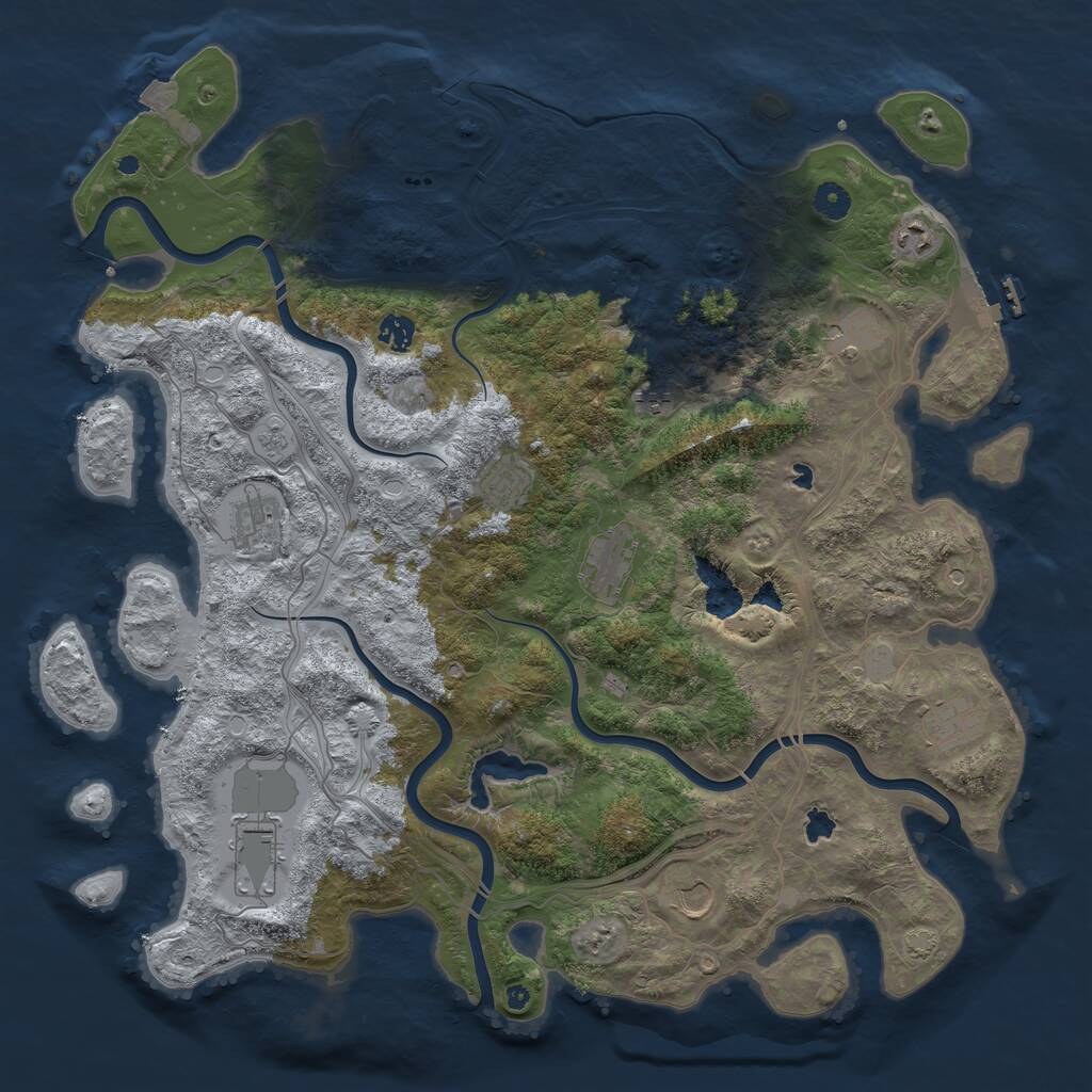 Rust Map: Procedural Map, Size: 4500, Seed: 878082840, 16 Monuments