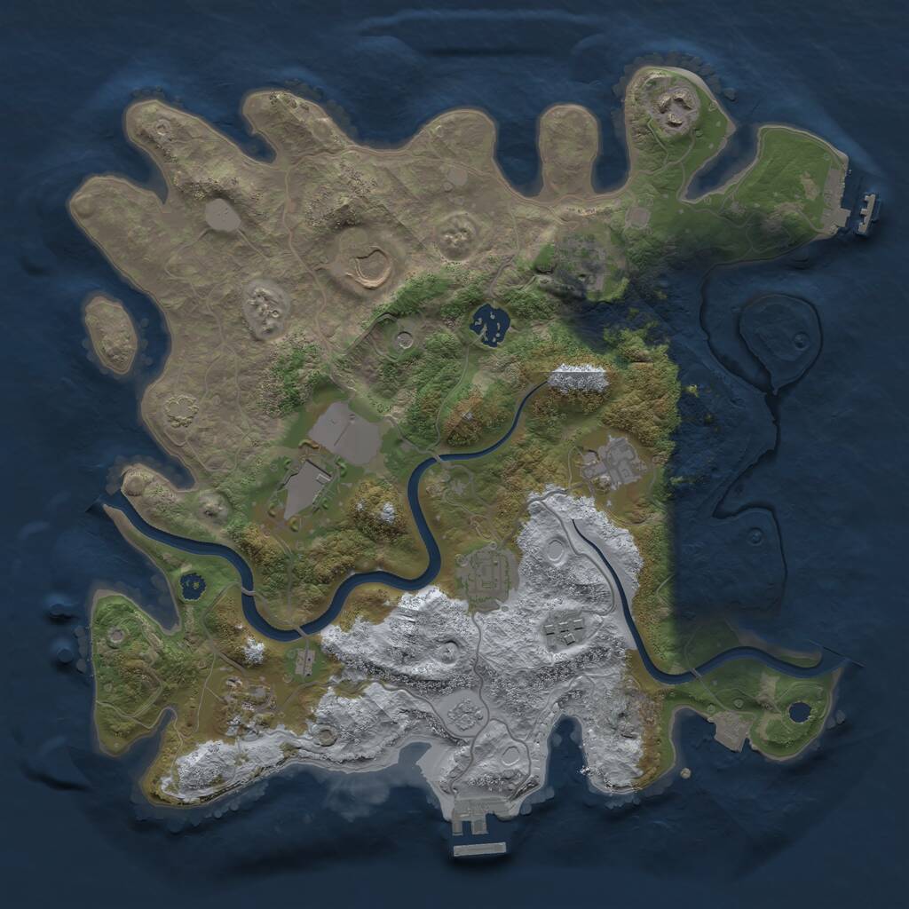 Rust Map: Procedural Map, Size: 3500, Seed: 833897421, 15 Monuments