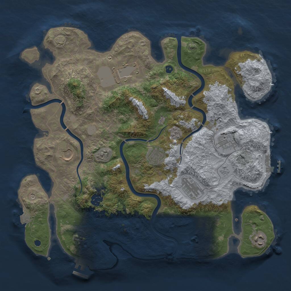Rust Map: Procedural Map, Size: 3750, Seed: 1135033773, 14 Monuments